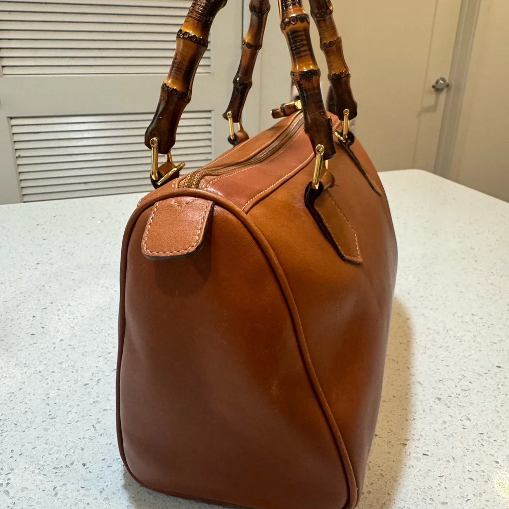 Gucci Authentic Vintage Bamboo Handle Bag - Brown Leather with COA - Picture 7 of 17